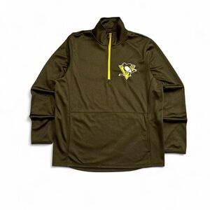 Vintage Pittsburgh Penguins NHL Black and Yellow Quarter-Zip Pullover